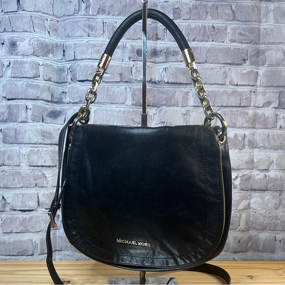 Michael Kors Black Foldover Crossbody/Shoulder Bag - Picture 1 of 16